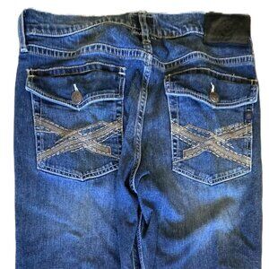 Rock & Republic Neil Straight Denim Blue Embroidered Mens Jeans Size 33 X 32